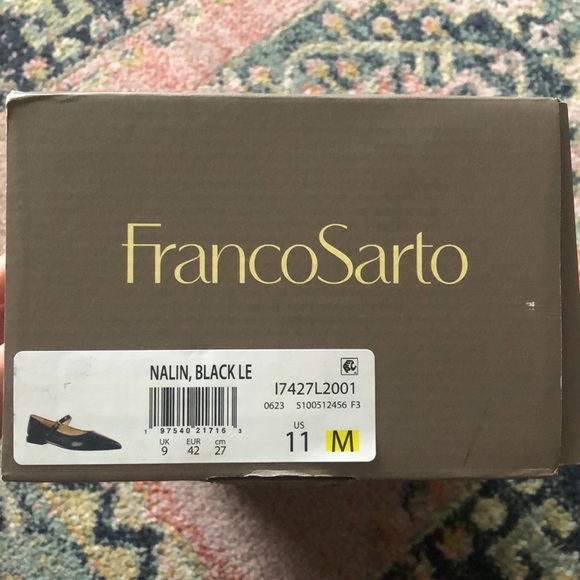 Franco Sarto Nalin Pointed Toe Flat Black Mary Jane Flats Leather Style Loafer - Picture 13 of 13